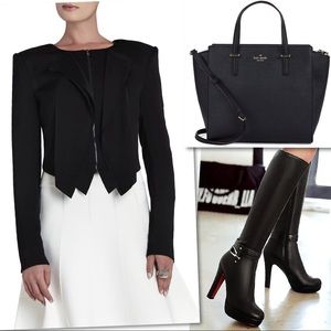 BCBGMaxAzria Jackets & Coats - BCBGMAXAZRIA FLORA RUFFLE FRONT BLACK JACKET SZ M BCBGMaxAzria Jackets & Coats - BCBGMAXAZRIA FLORA RUFFLE FRONT BLACK JACKET SZ M